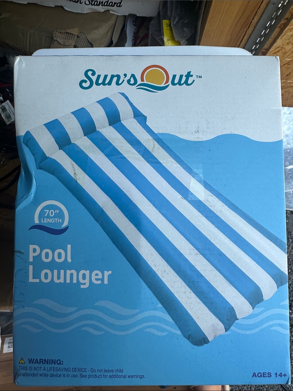 Blue & White Striped Kids Pool Lounger 70” length